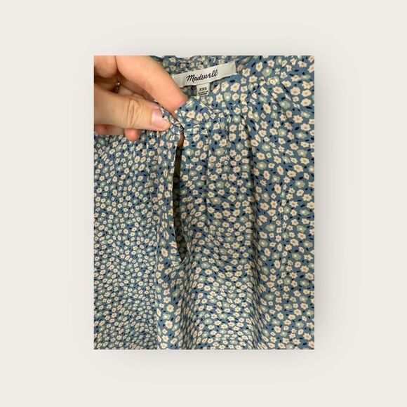Madewell Silk Poet Top in Bitsy Floral Picnic Ditsy Ocean Size XXS - Picture 8 of 10